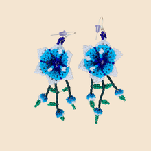 Load image into Gallery viewer, Wixrarika (Huichol) Blue Flower Earrings