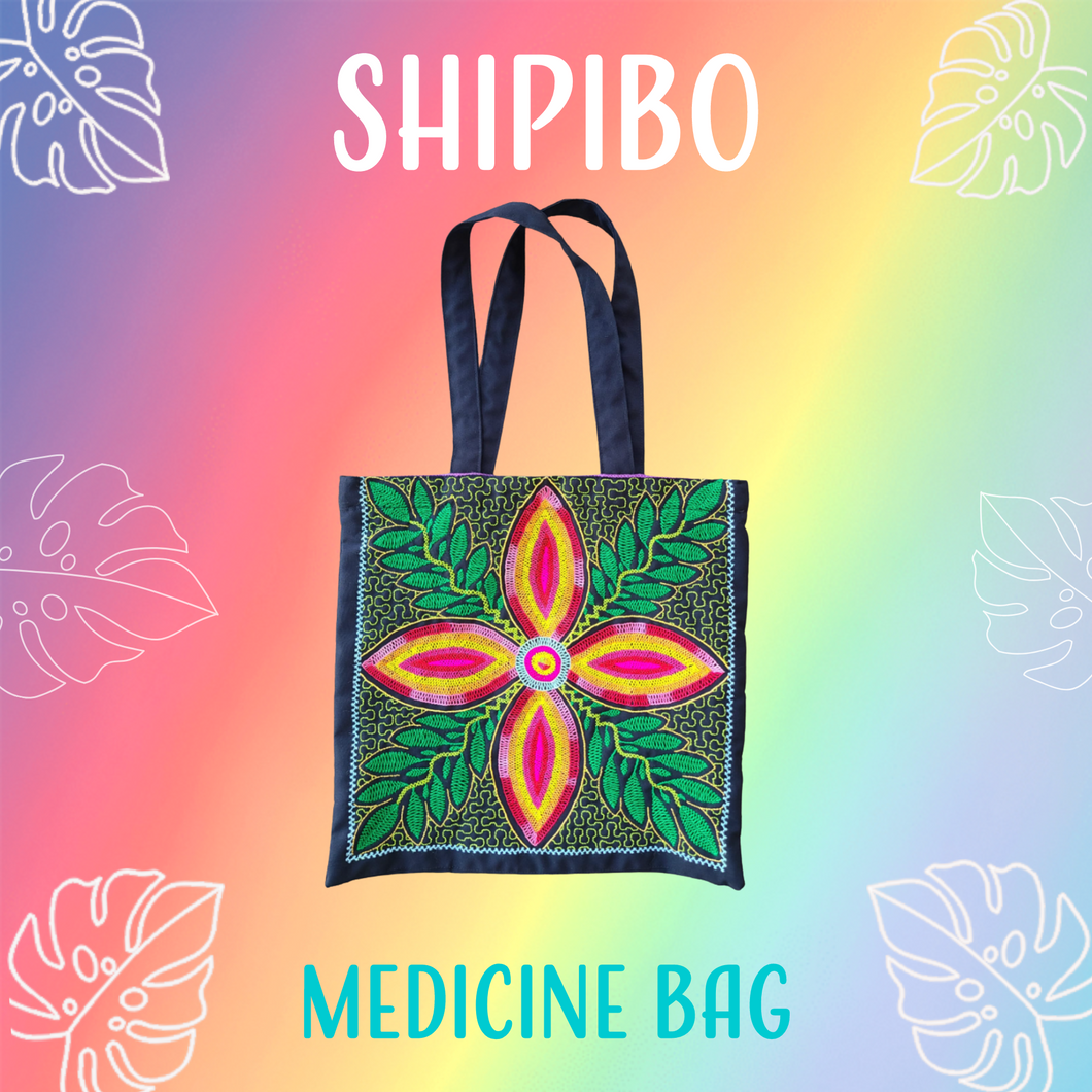 Shipibo Embroidered Sacred Tote Bag - Jungle Vision