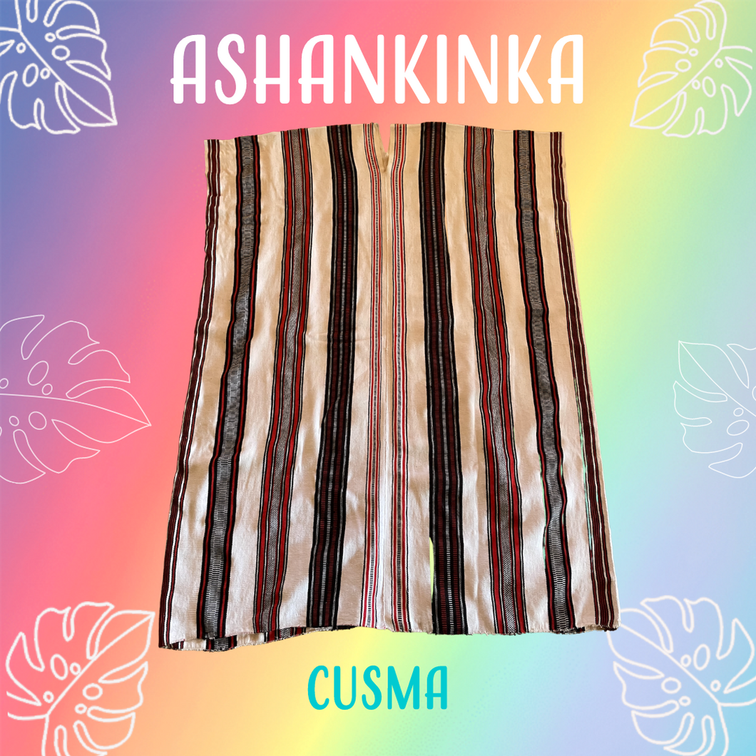 Ashaninka Men's Cushma (Ceremonial Robe) Red & Black Stripe