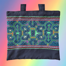 Load image into Gallery viewer, Shipibo Embroidered Sacred Tote Bag - Neon Serpent