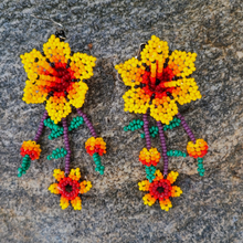 Load image into Gallery viewer, Wixrarika (Huichol) Yellow Flower Earrings