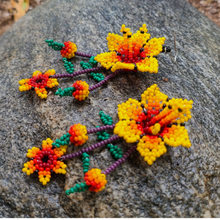 Load image into Gallery viewer, Wixrarika (Huichol) Yellow Flower Earrings