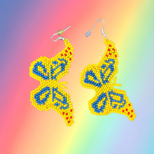 Load image into Gallery viewer, Wixrarika (Huichol) Yellow Butterfly Earrings
