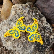 Load image into Gallery viewer, Wixrarika (Huichol) Yellow Butterfly Earrings