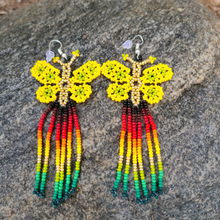 Load image into Gallery viewer, Wixrarika (Huichol) Rainbow Yellow Butterfly Earrings