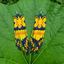 Load image into Gallery viewer, Wixrarika (Huichol) Yellow & Metallic Butterfly Earrings
