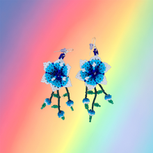 Load image into Gallery viewer, Wixrarika (Huichol) Blue Flower Earrings
