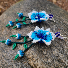 Load image into Gallery viewer, Wixrarika (Huichol) Blue Flower Earrings