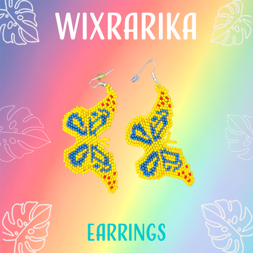 Wixrarika (Huichol) Yellow Butterfly Earrings
