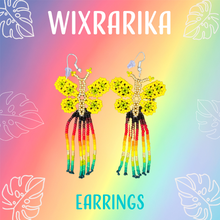 Load image into Gallery viewer, Wixrarika (Huichol) Rainbow Yellow Butterfly Earrings