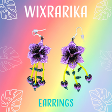 Load image into Gallery viewer, Wixrarika (Huichol) Purple Flower Earrings
