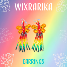 Load image into Gallery viewer, Wixrarika (Huichol) Rainbow Orange Butterfly Earrings
