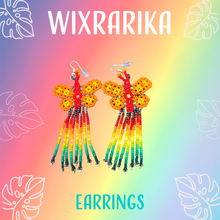 Load image into Gallery viewer, Wixrarika (Huichol) Rainbow Orange Butterfly Earrings