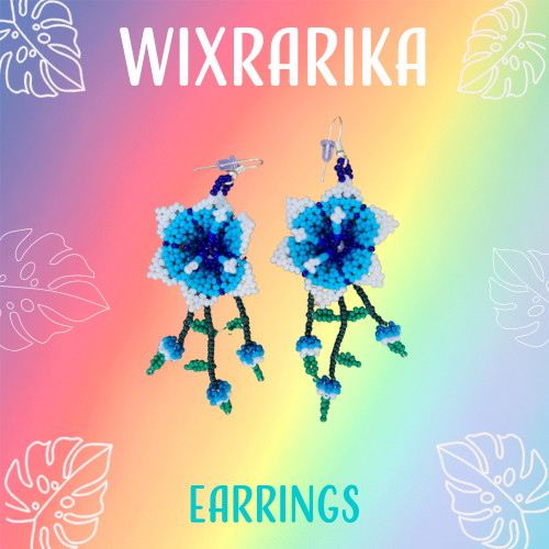 Wixrarika (Huichol) Blue Flower Earrings