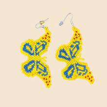 Load image into Gallery viewer, Wixrarika (Huichol) Yellow Butterfly Earrings
