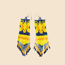 Load image into Gallery viewer, Wixrarika (Huichol) Yellow &amp; Metallic Butterfly Earrings
