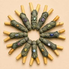 Load image into Gallery viewer, Kuntanawa Gemstone &amp; Amazonian Clay Kuripe &amp; Hapéh Carrier Vials — Rainbow Bridge

