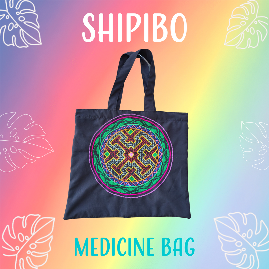 Shipibo Embroidered Sacred Tote Bag - Shaman's Vision