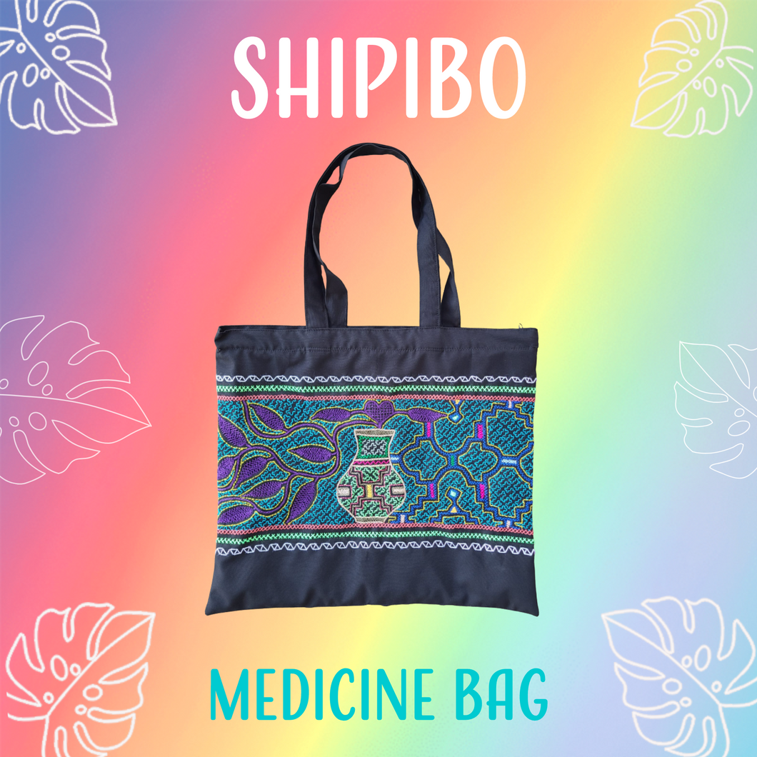Shipibo Embroidered Sacred Tote Bag - Visionary Vine