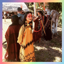 Load image into Gallery viewer, Ashaninka Women&#39;s Cushma (Ceremonial Robe) Orange and Black Sacred Kene
