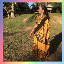 Load image into Gallery viewer, Ashaninka Women&#39;s Cushma (Ceremonial Robe) Orange and Black Sacred Kene
