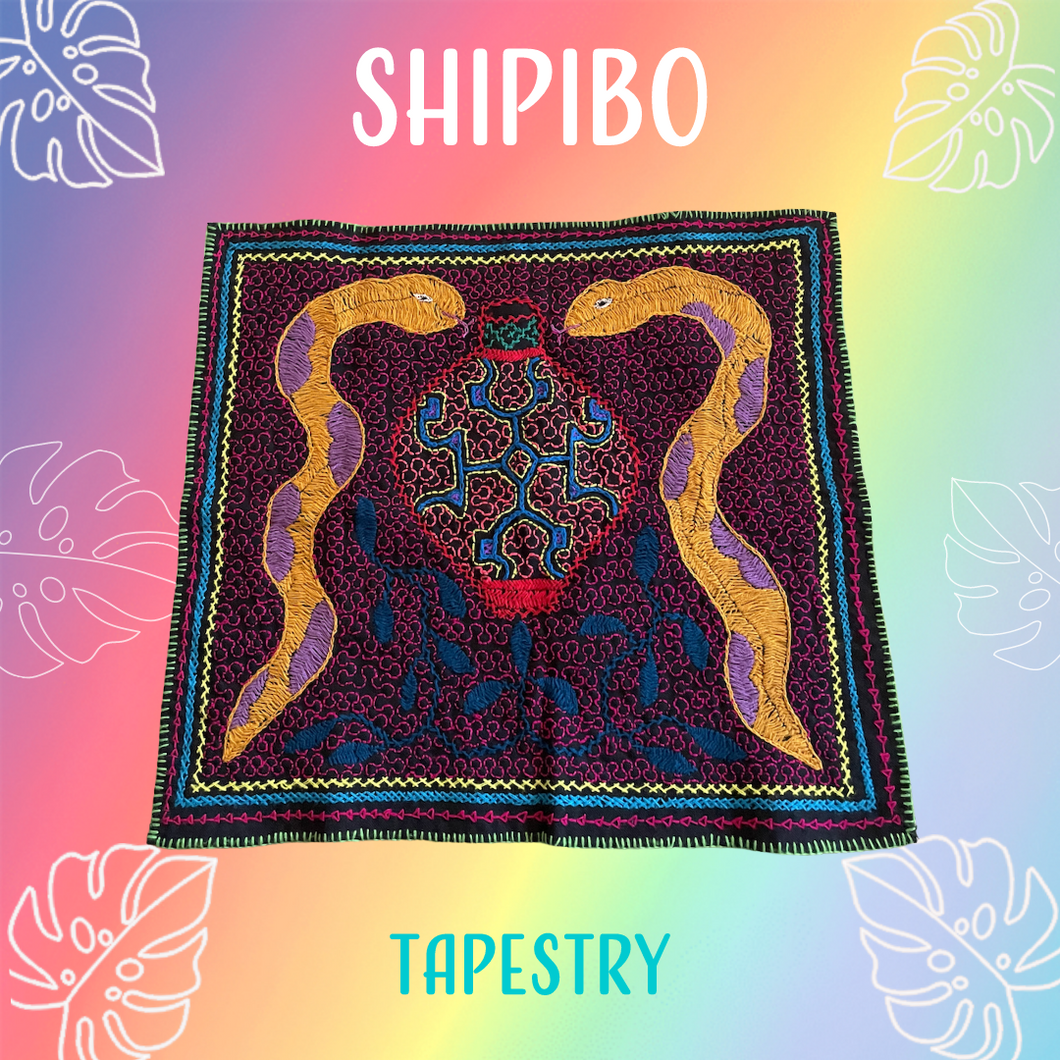 Shipibo Tapestry Altar Cloth Dancing Serpants