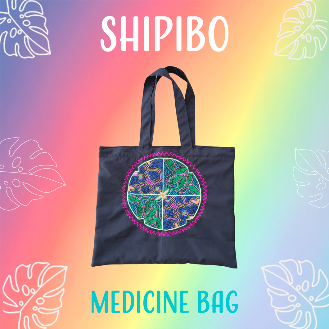 Shipibo Embroidered Sacred Tote Bag - Elements