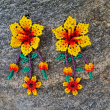 Load image into Gallery viewer, Wixrarika (Huichol) Yellow Flower Earrings
