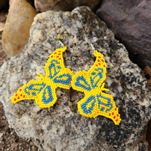 Load image into Gallery viewer, Wixrarika (Huichol) Yellow Butterfly Earrings
