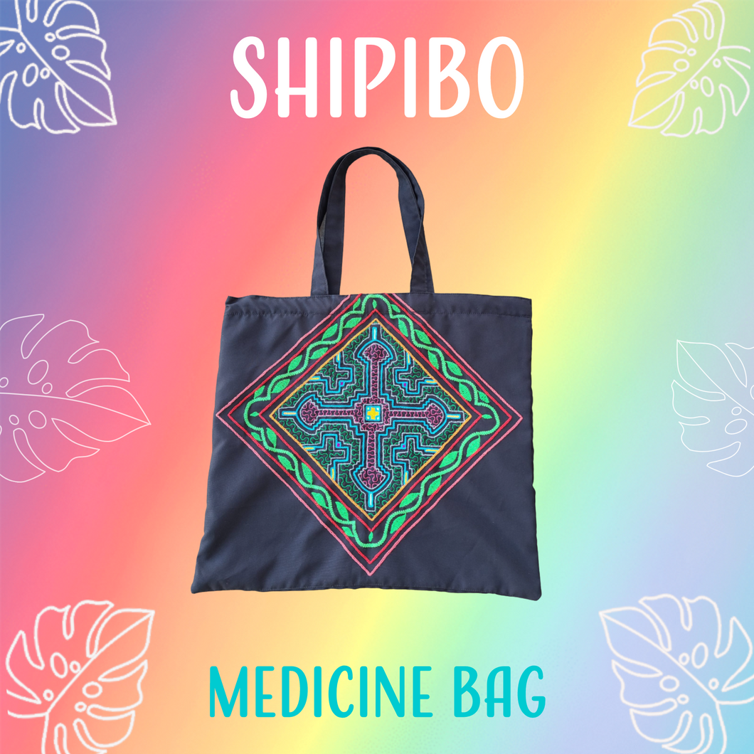 Shipibo Embroidered Sacred Tote Bag - Crossroads