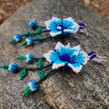 Load image into Gallery viewer, Wixrarika (Huichol) Blue Flower Earrings
