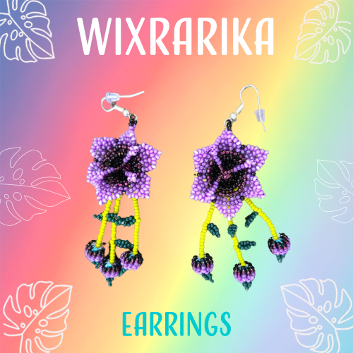 Wixrarika (Huichol) Purple Flower Earrings