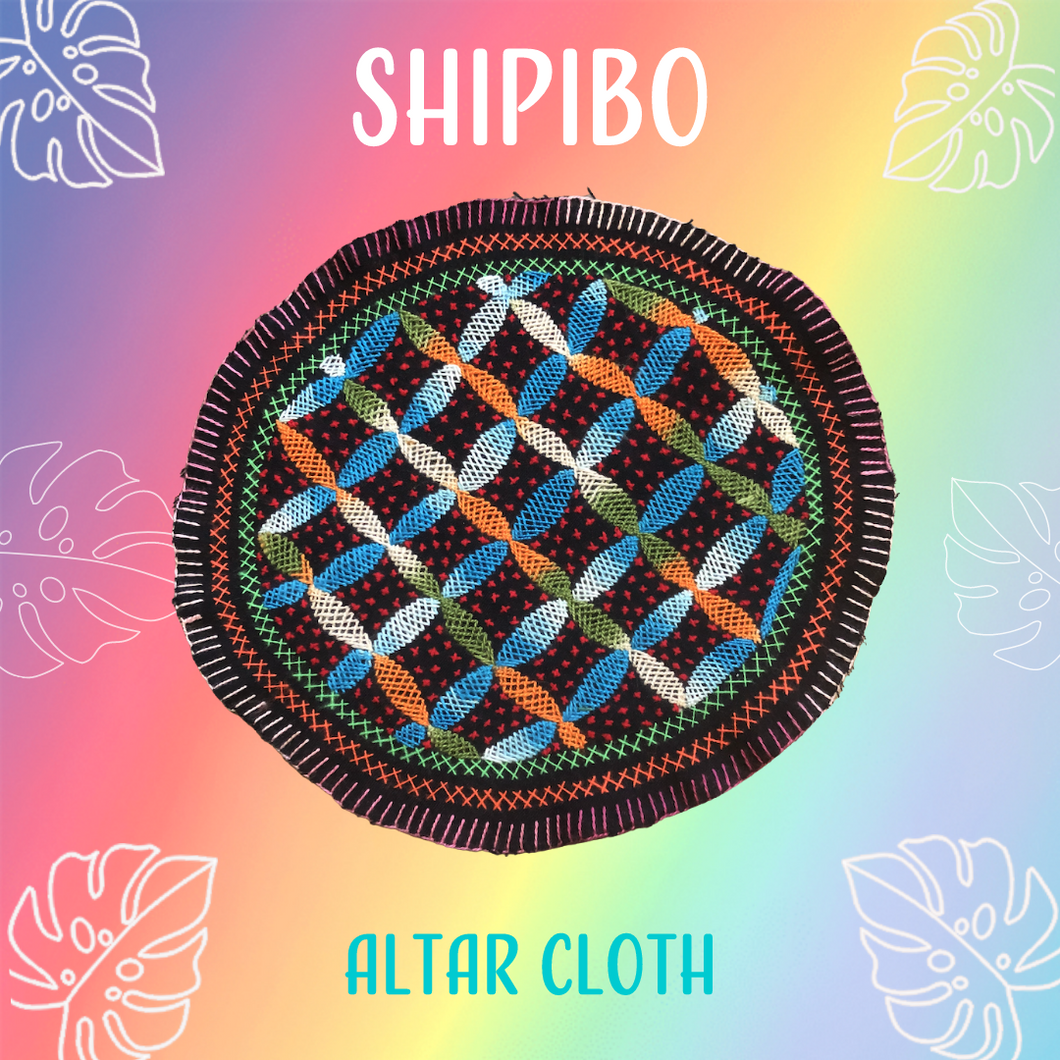 Shipibo Round Altar Cloth Flower of Life