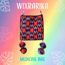 Load image into Gallery viewer, Wixrarika Sacred Bag Purple &amp; Red Pom Poms

