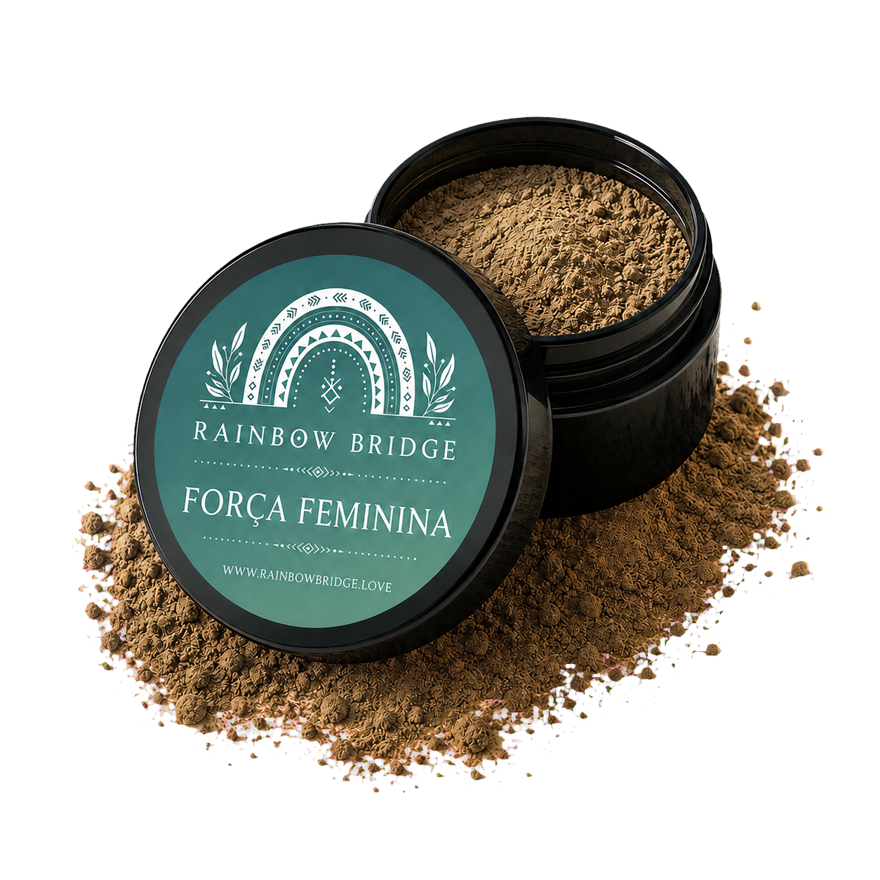 Rainbow Bridge Força Feminina Hapé jar with ceremonial botanical powder